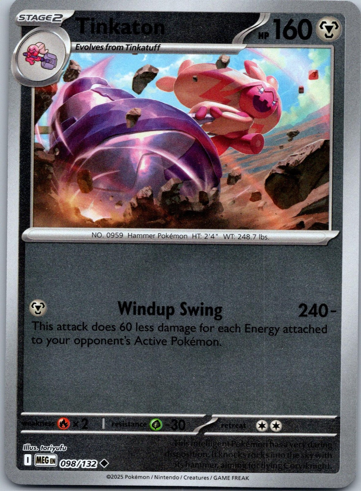 Tinkaton 098/132 Uncommon Mega Evolution Pokemon Near Mint