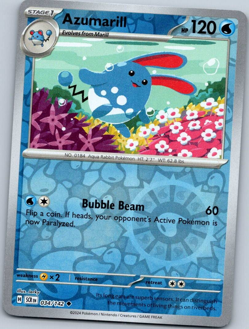Azumarill 34/142 Uncommon Stellar Crown Pokemon Reverse Holo Near Mint