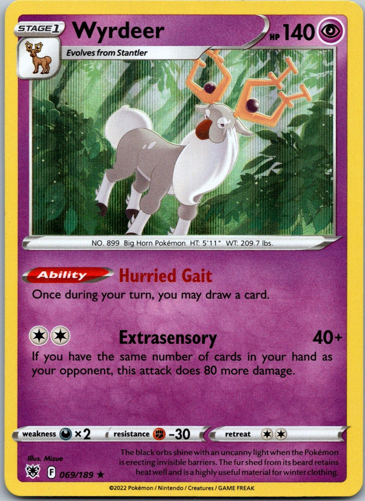 Wyrdeer 069/189 Holo Rare Astral Radiance Pokemon Near Mint
