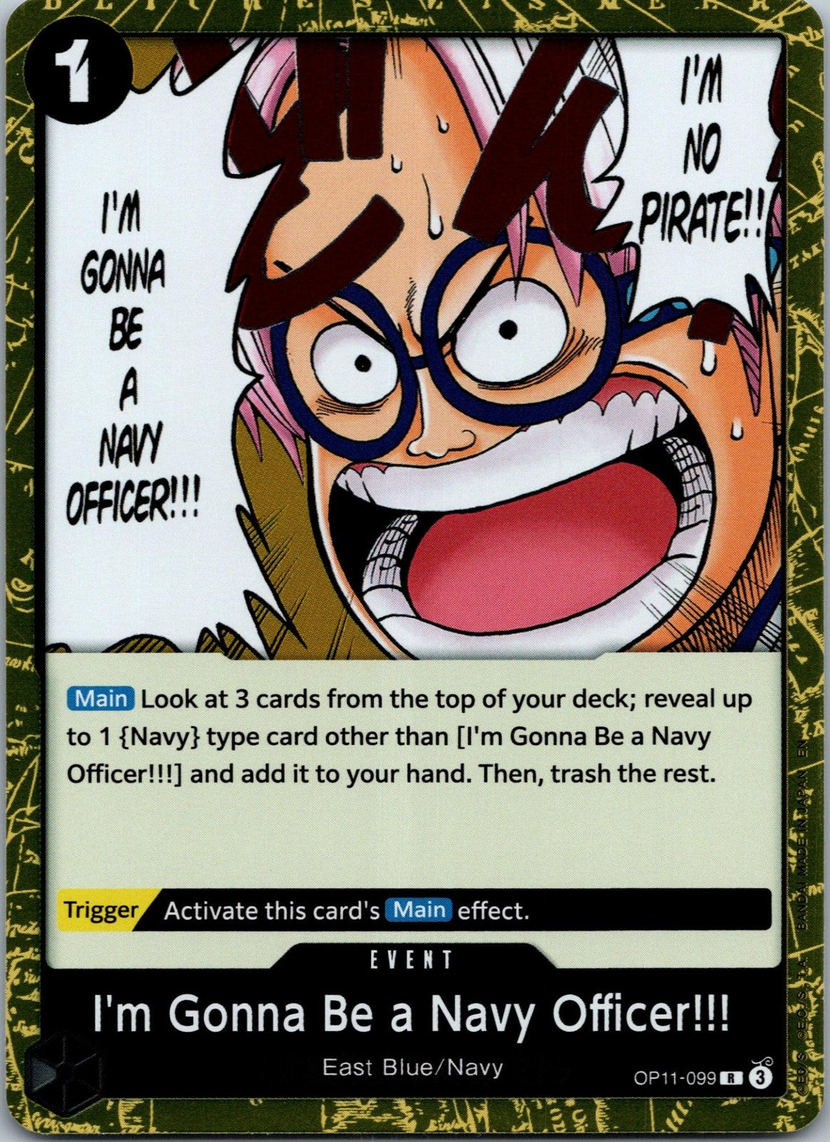 I'm Gonna Be a Navy Officer!!! OP11-099 Rare A Fist of Divine Speed One Piece NM