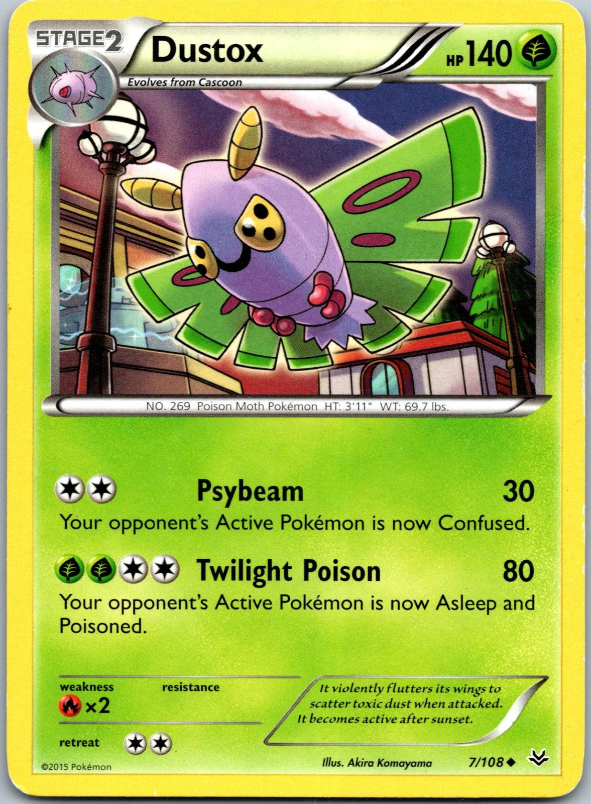 Dustox 7/108 Uncommon Roaring Skies Pokemon Near Mint