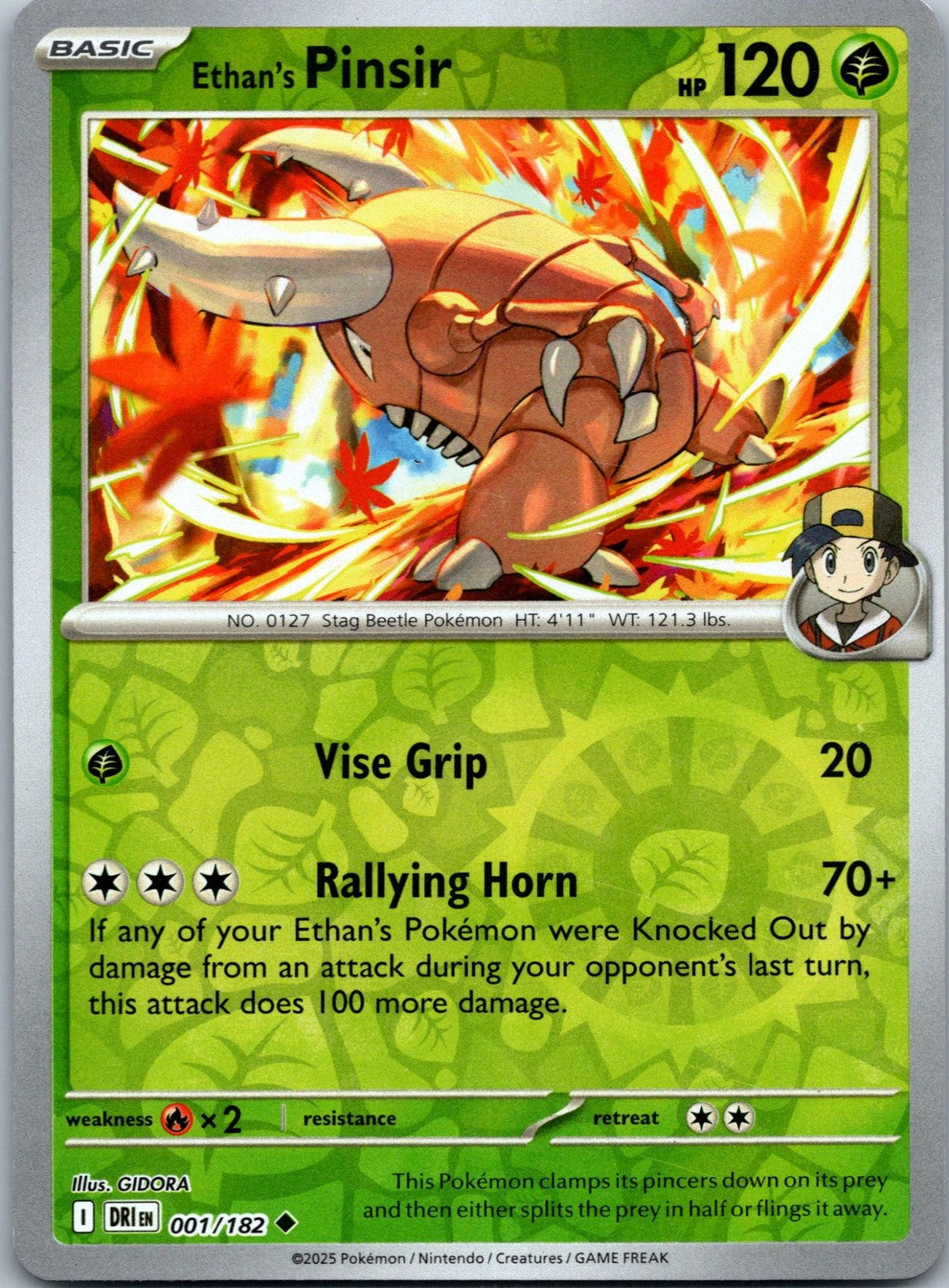 Ethan's Pinsir 001/182 Uncommon Destined Rivals Pokemon Near Mint