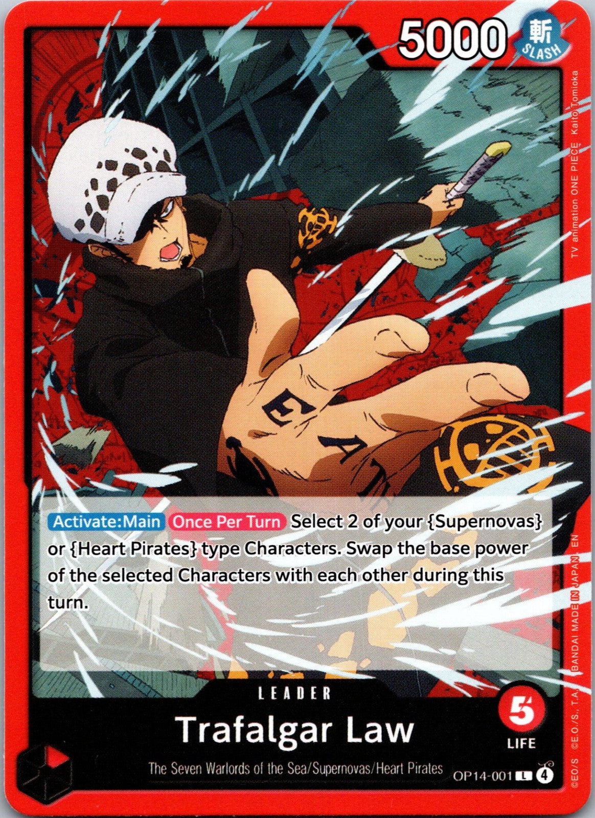 Trafalgar Law OP14-001 Leader The Azure Sea's Seven One Piece Near Mint