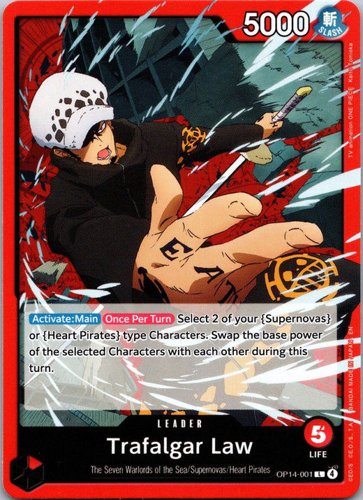 Trafalgar Law OP14-001 Leader The Azure Sea's Seven One Piece Near Mint