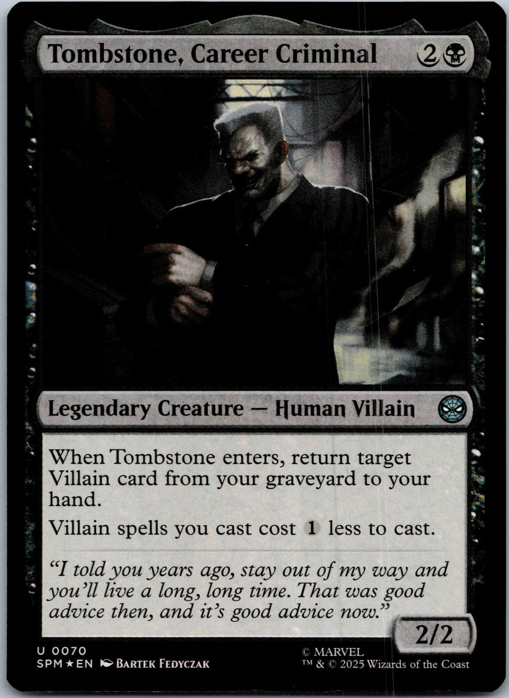Tombstone, Career Criminal 70 Marvel's Spider-Man Magic: The Gathering NM