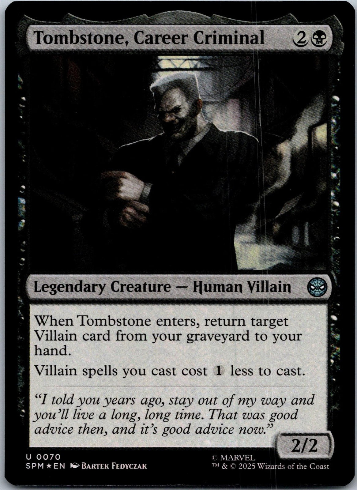 Tombstone, Career Criminal 70 Marvel's Spider-Man Magic: The Gathering NM