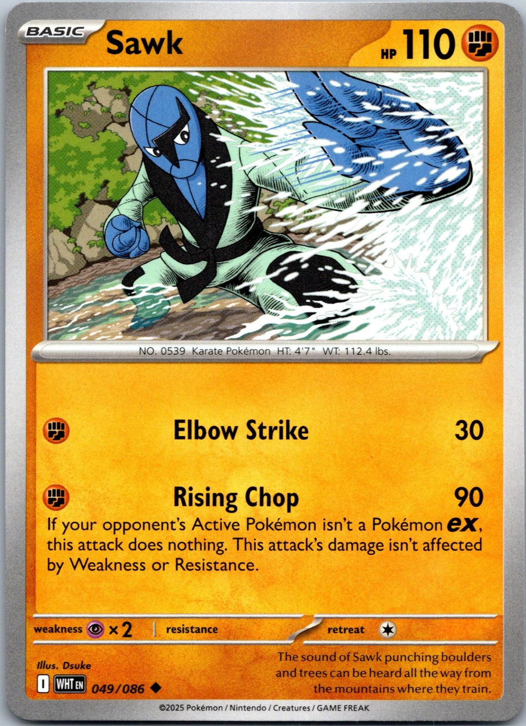Sawk 049/086 Uncommon White Flare Pokemon Near Mint