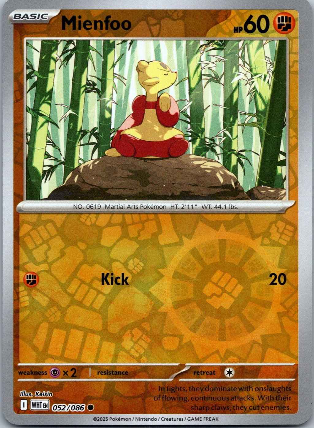 Mienfoo 052/086 Common White Flare Pokemon Near Mint