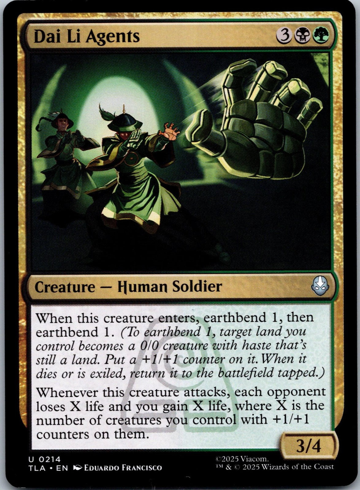 Dai Li Agents 214 Uncommon Avatar: The Last Airbender Magic: The Gathering NM
