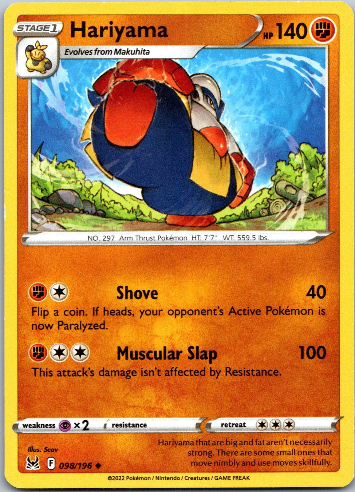 Hariyama 098/196 Uncommon Lost Origin Pokemon Near Mint