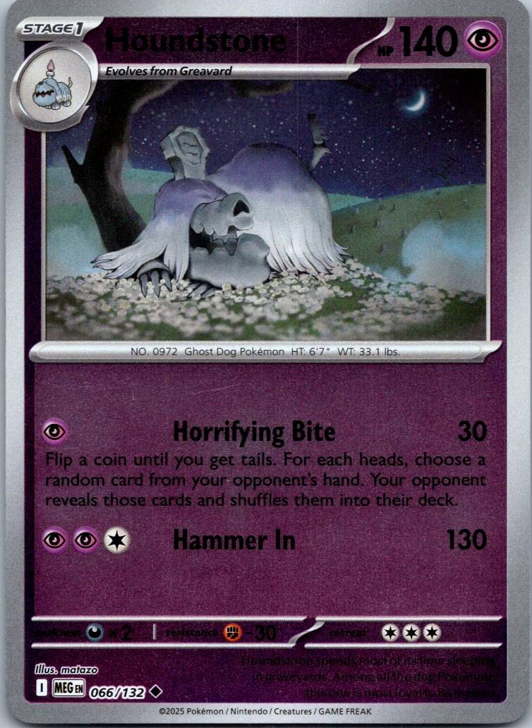 Houndstone 066/132 Uncommon Mega Evolution Pokemon Reverse Holo Near Mint