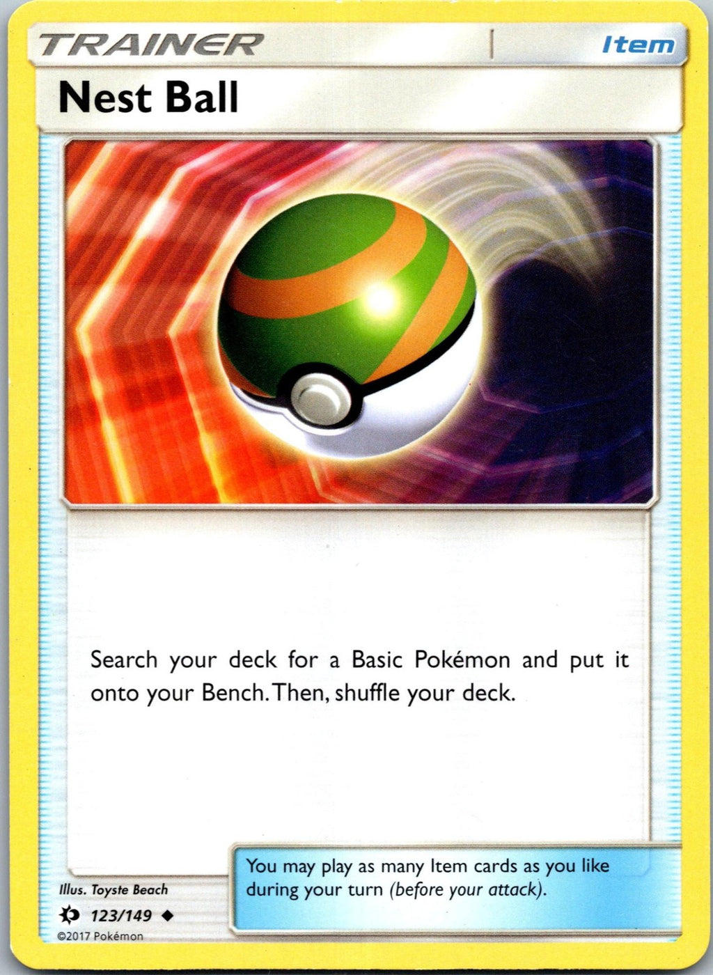 Nest Ball 123/149 Uncommon Sun & Moon Pokemon Near Mint