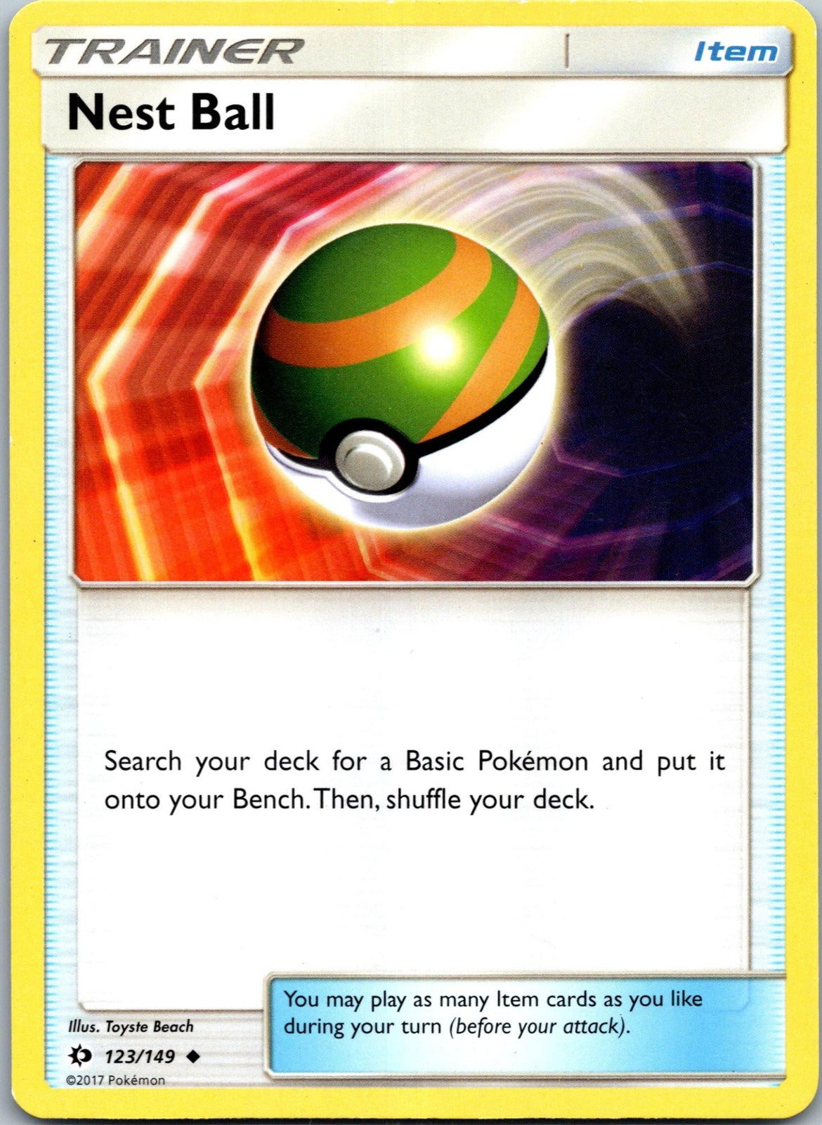 Nest Ball 123/149 Uncommon Sun & Moon Pokemon Near Mint