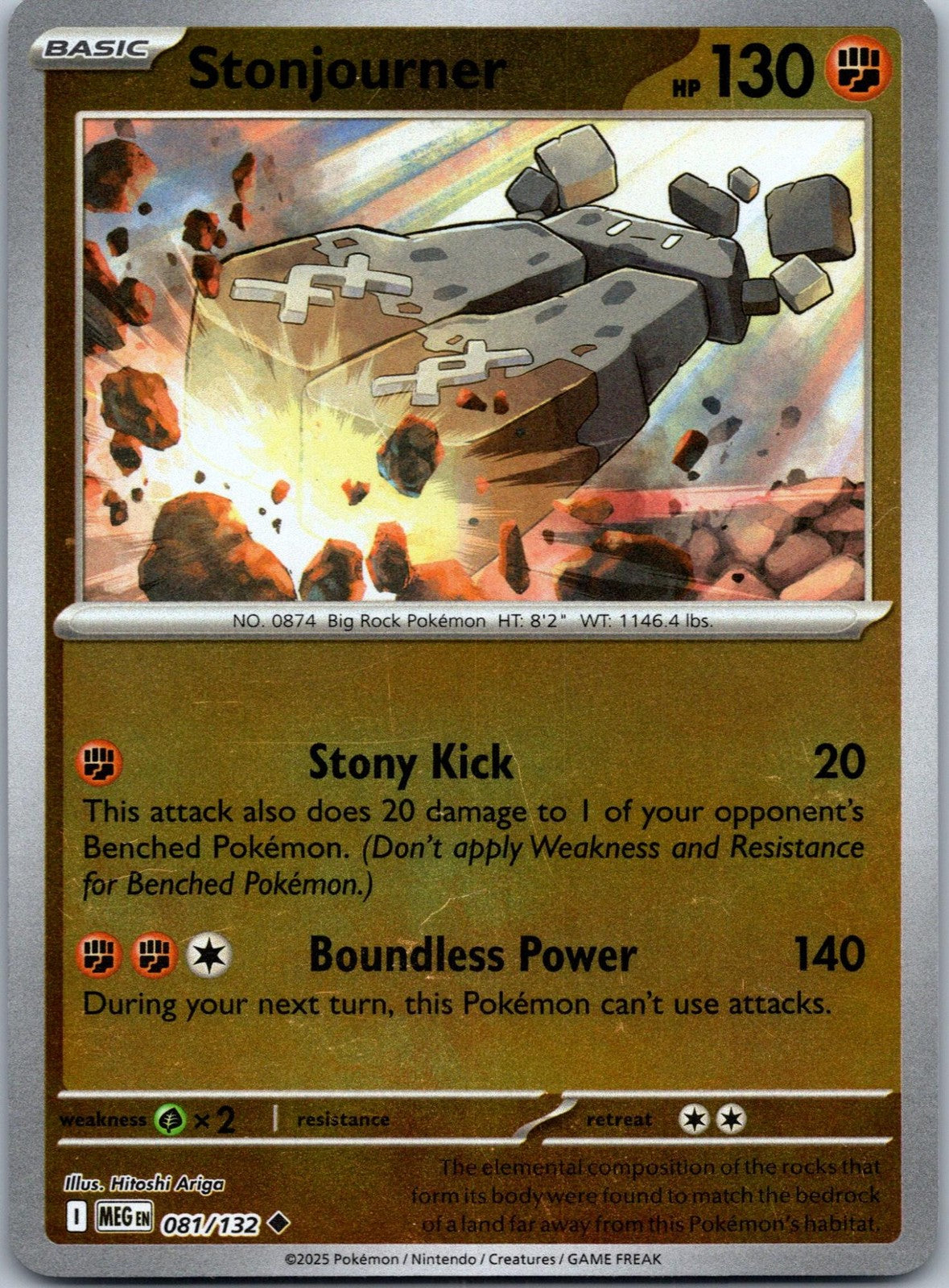 Stonjourner 081/132 Uncommon Mega Evolution Pokemon Near Mint