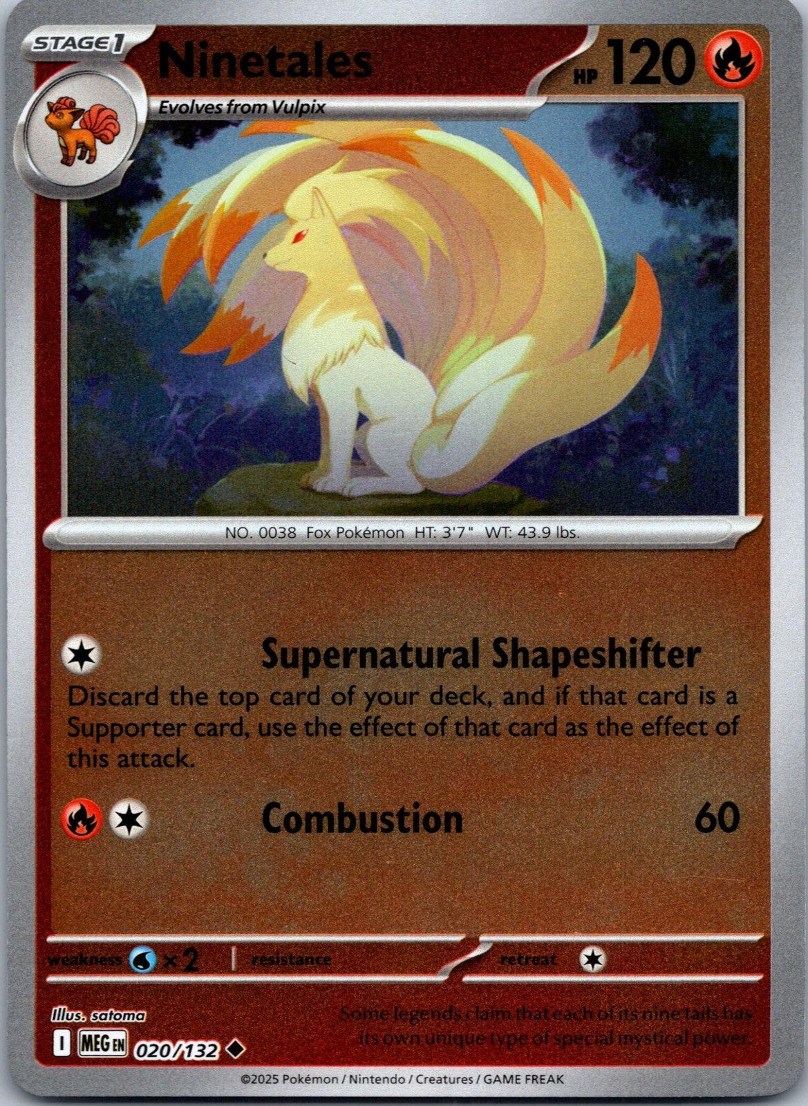 Ninetales 020/132 Uncommon Mega Evolution Pokemon Near Mint