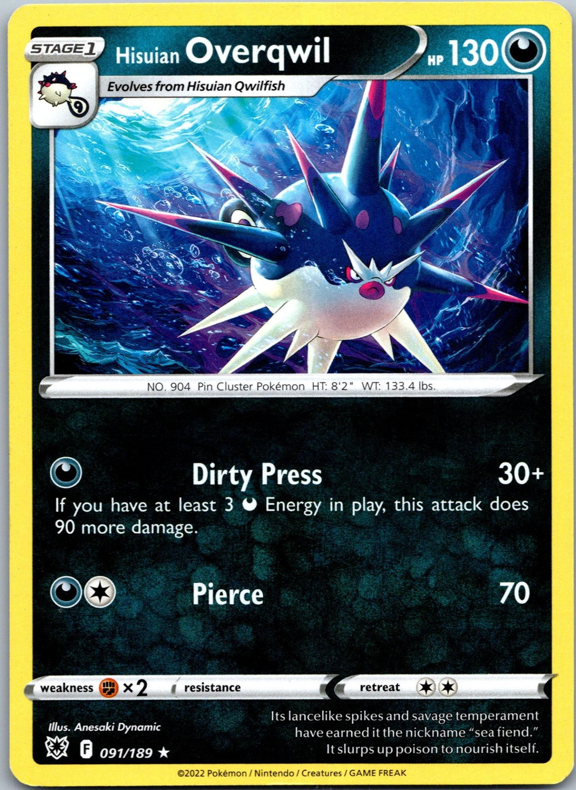 Hisuian Overqwil 091/189 Rare Astral Radiance Pokemon Near Mint