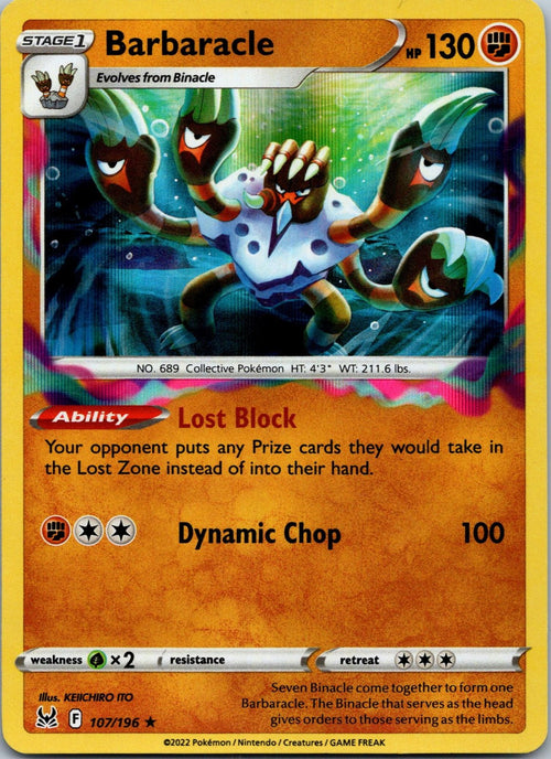 Barbaracle 107/196 Holo Rare Lost Origin Pokemon Near Mint