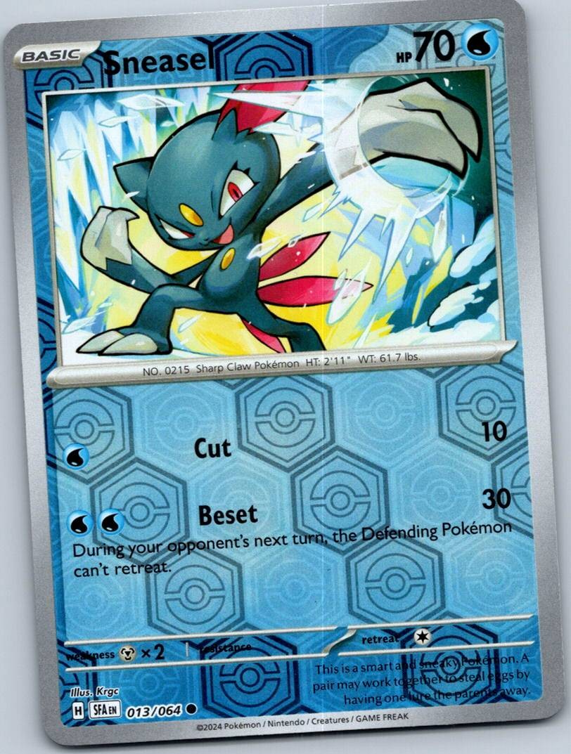 Sneasel 013/064 Common Shrouded Fable Pokemon Reverse Holo Near Mint