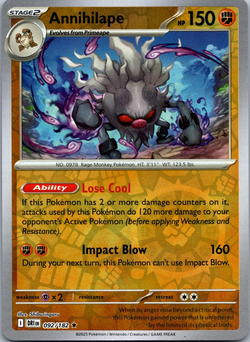 Annihilape 092/182 Rare Destined Rivals Pokemon Near Mint