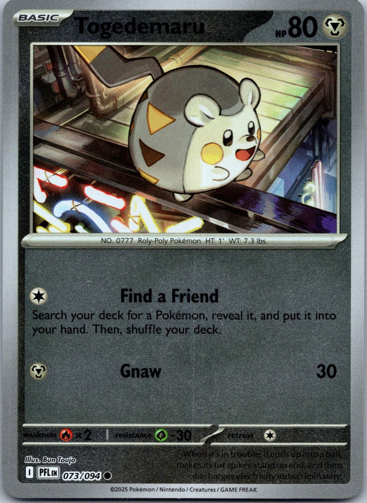 Togedemaru 073/094 Common Phantasmal Flames Pokemon Near Mint