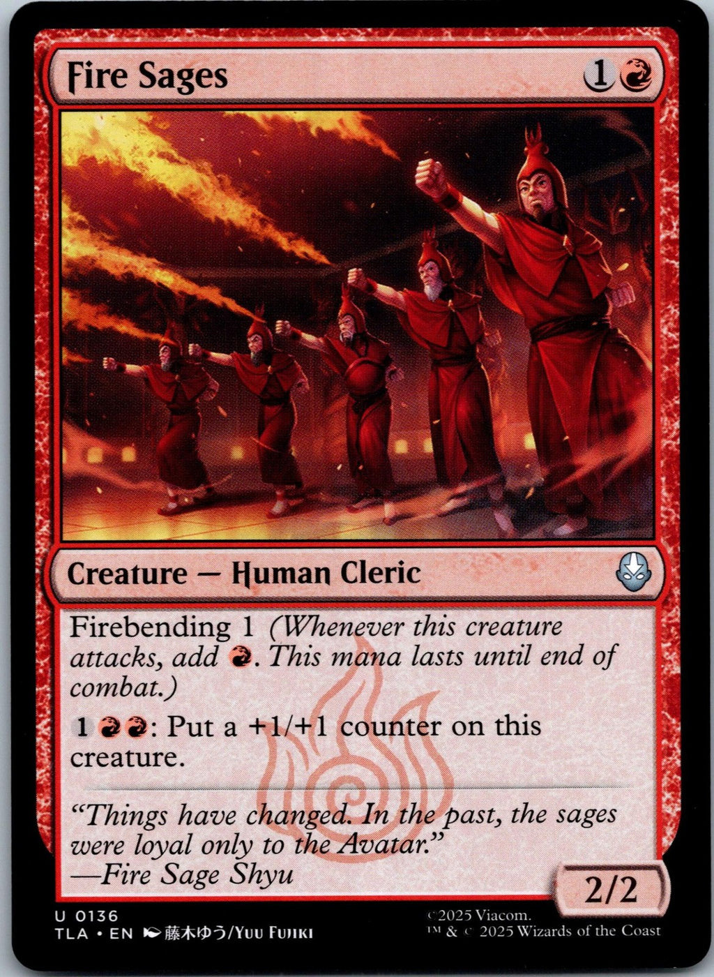 Fire Sages 136 Uncommon Avatar: The Last Airbender Magic: The Gathering NM