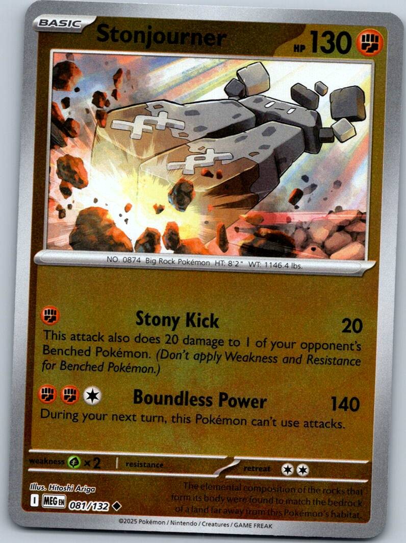 Stonjourner 081/132 Uncommon Mega Evolution Pokemon Reverse Holo Near Mint