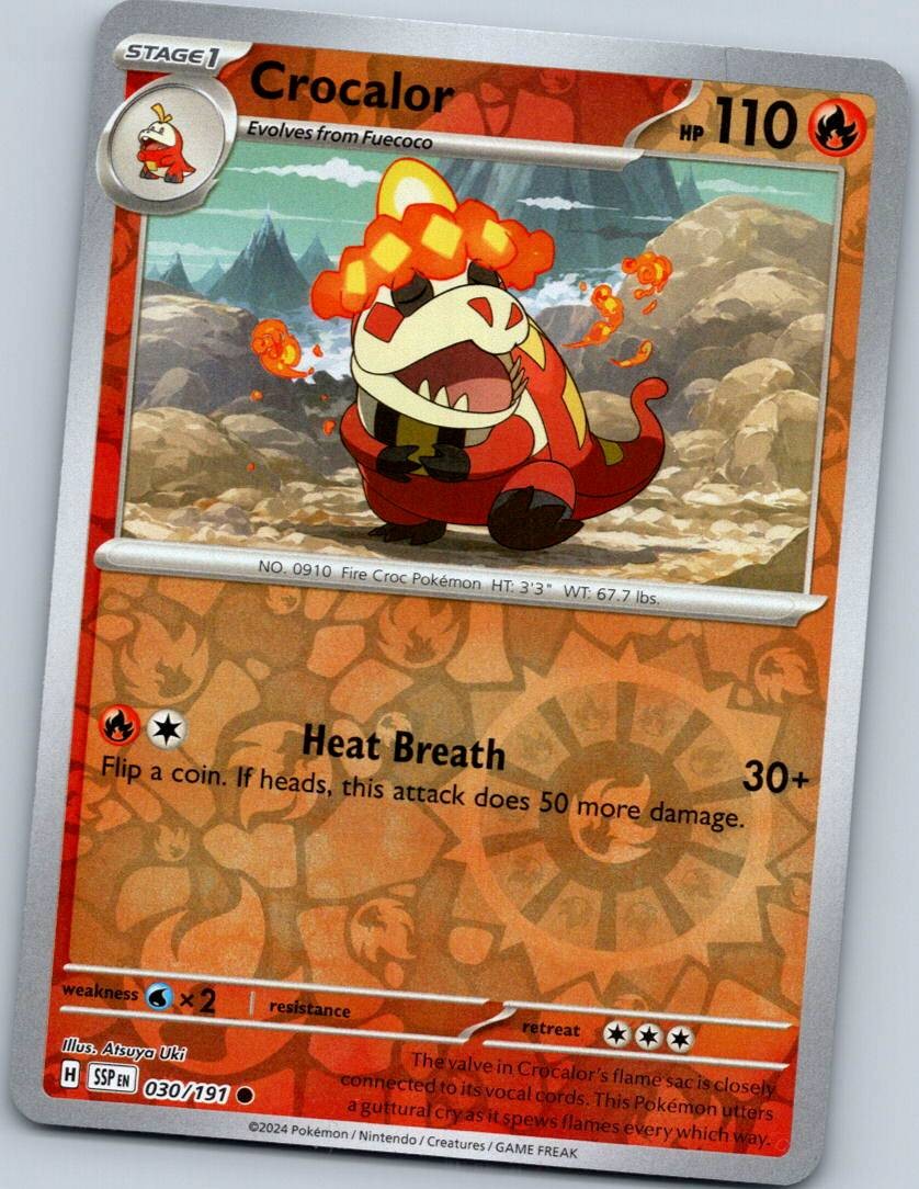 Crocalor 030/191 Common Surging Sparks Pokemon Reverse Holo Near Mint