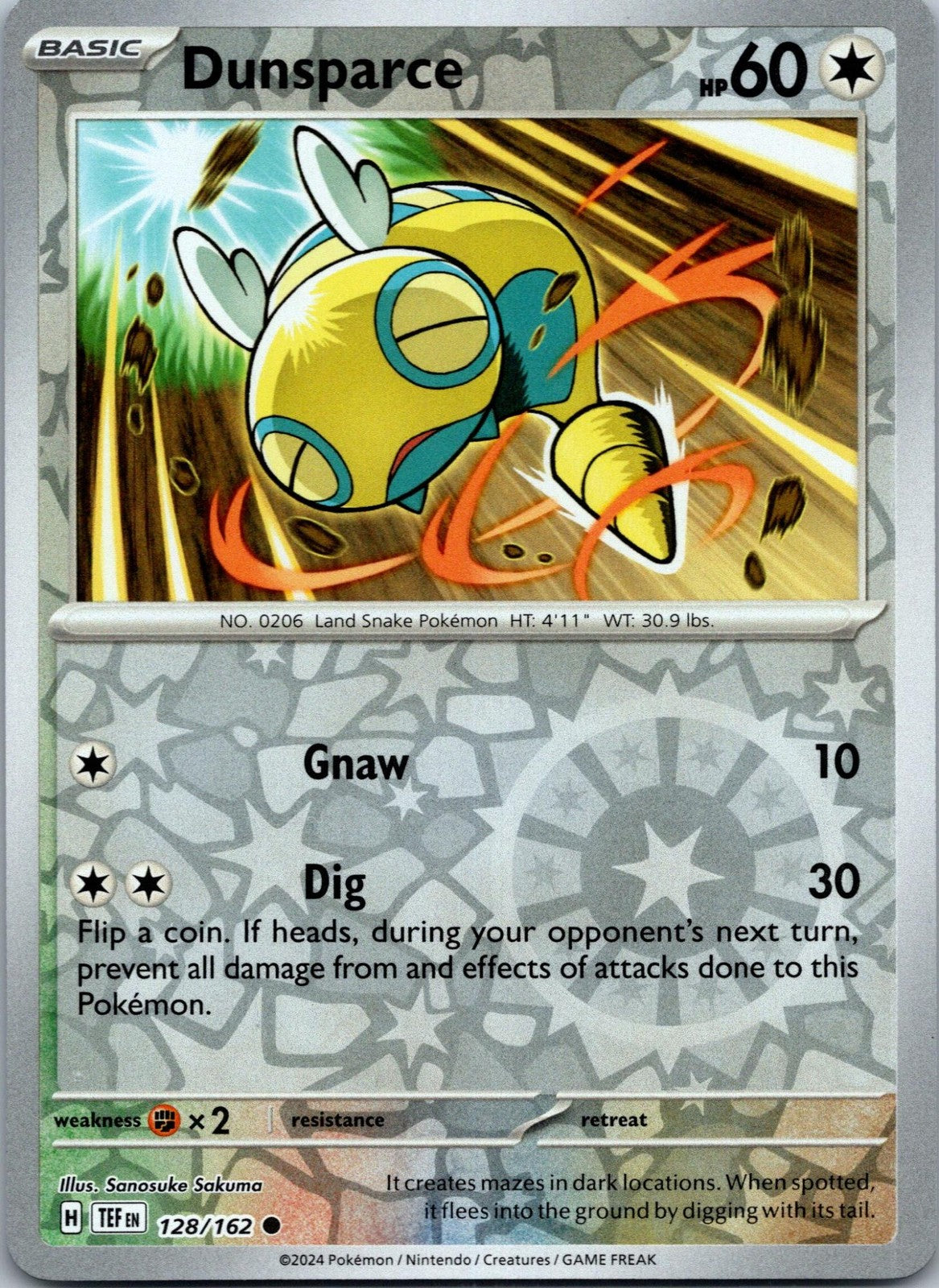 Dunsparce 128/162 Common Temporal Forces Pokemon Near Mint