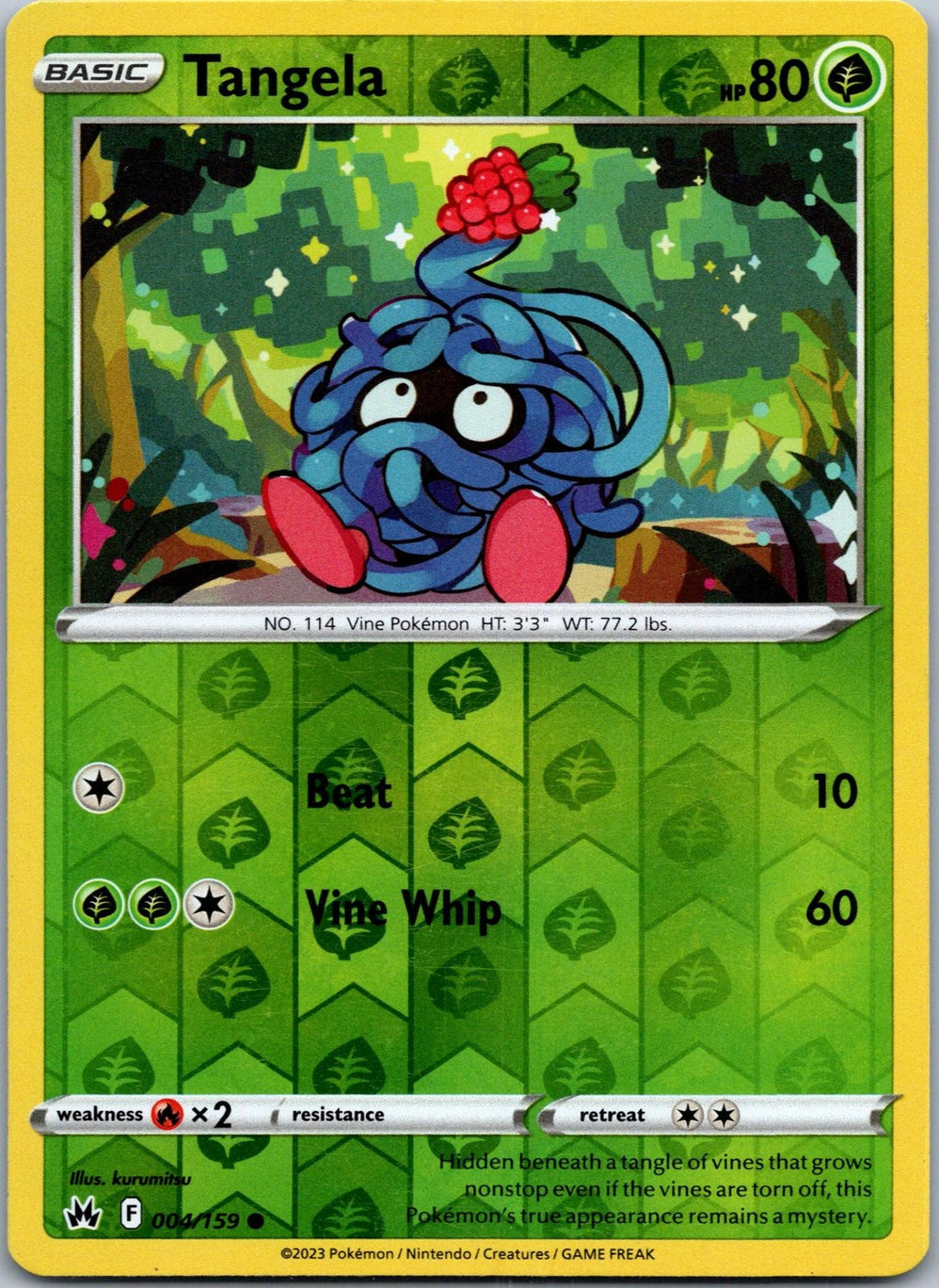 Tangela 004/159 Common Crown Zenith Pokemon Near Mint