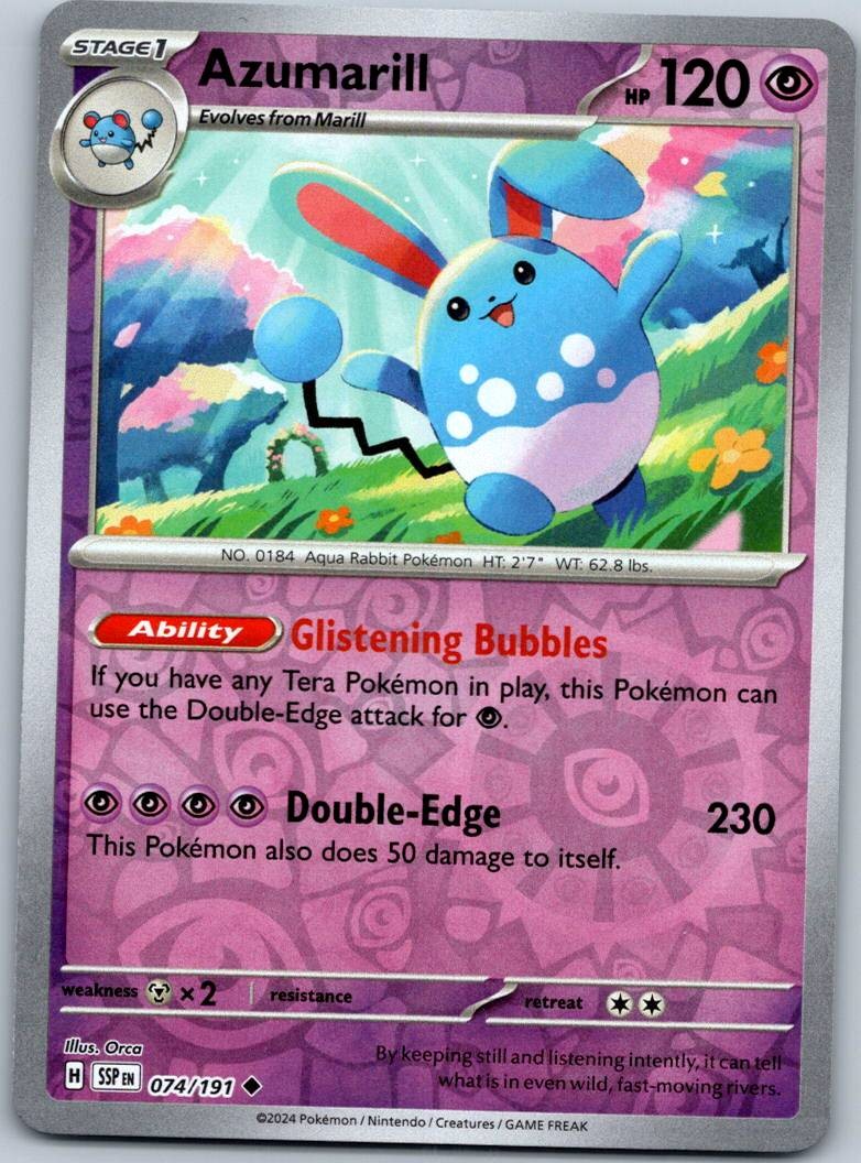 Azumarill 074/191 Uncommon Surging Sparks Pokemon Reverse Holo Near Mint