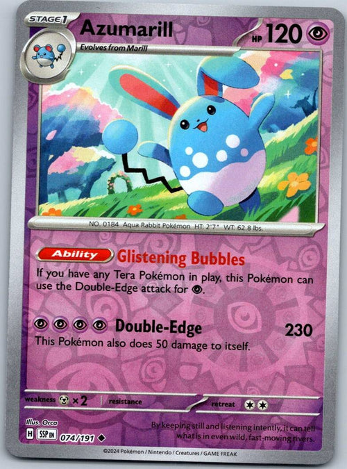 Azumarill 074/191 Uncommon Surging Sparks Pokemon Reverse Holo Near Mint