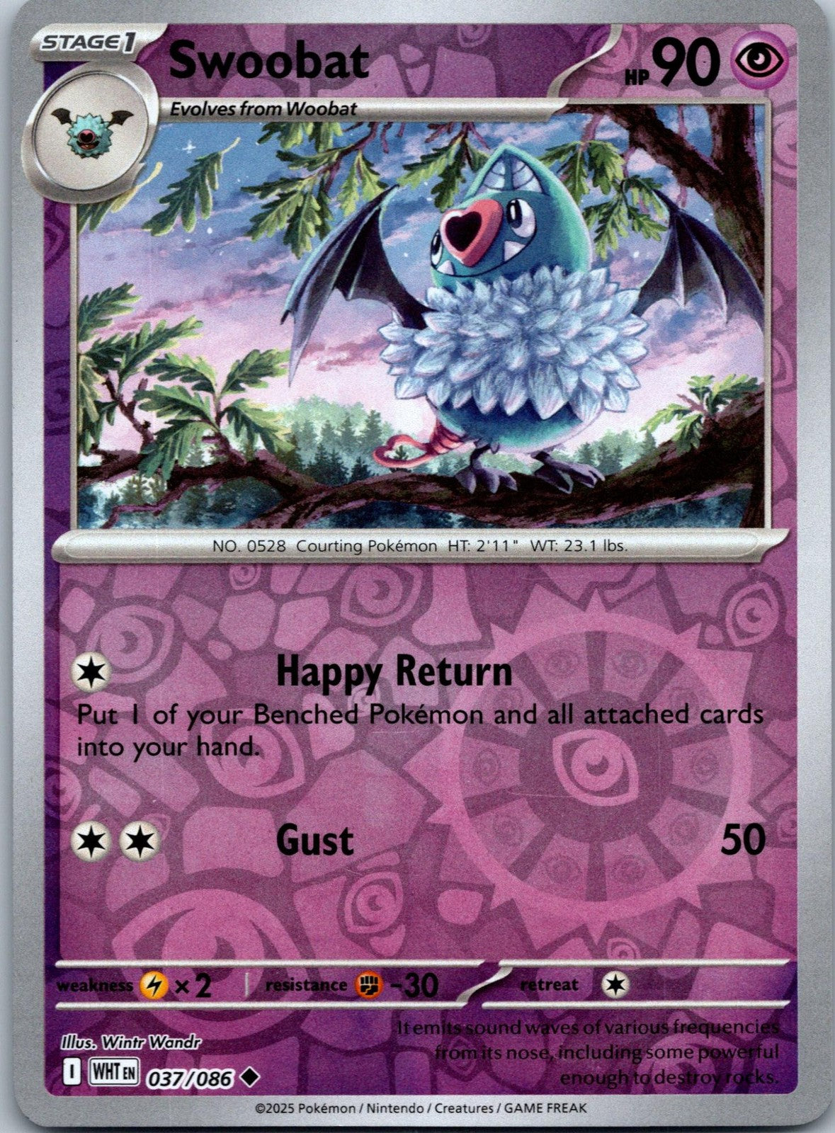 Swoobat 037/086 Uncommon White Flare Pokemon Near Mint