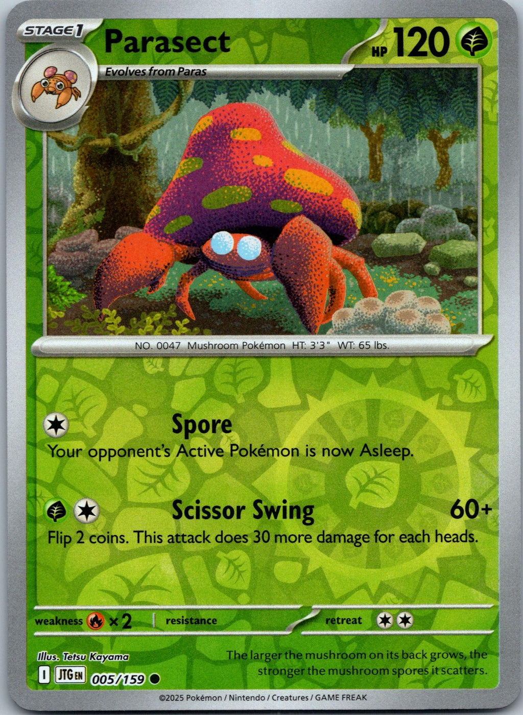Parasect 005/159 Common Journey Together Pokemon Near Mint