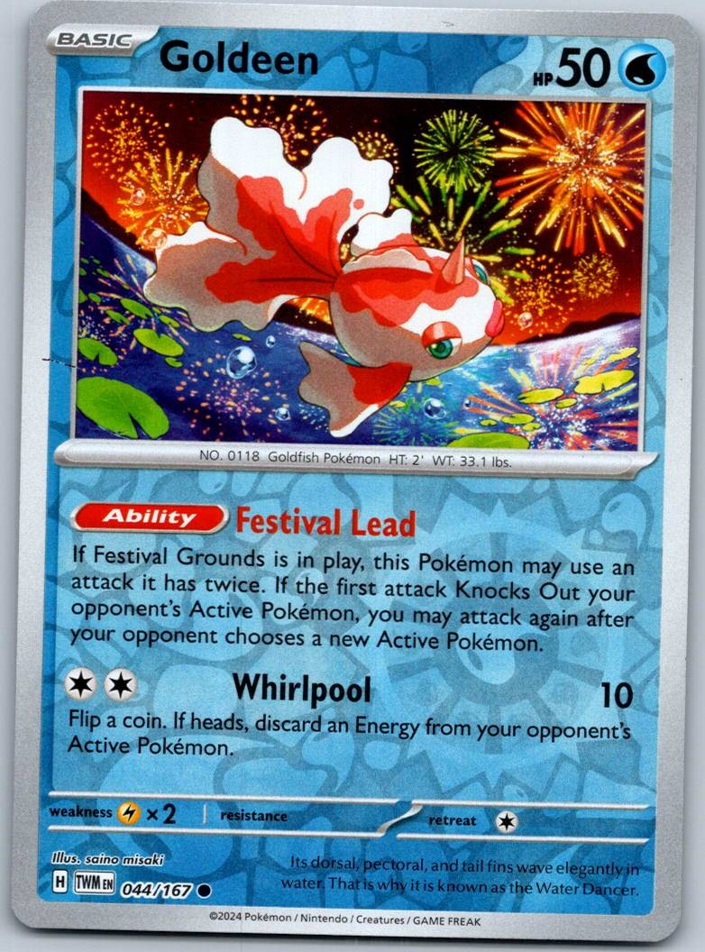 Goldeen 044/167 Common Twilight Masquerade Pokemon Reverse Holo Near Mint