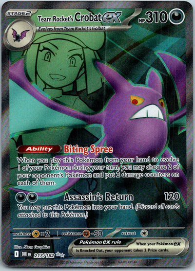 Team Rocket's Crobat ex 217/182 Ultra Rare Destined Rivals Pokemon Near Mint