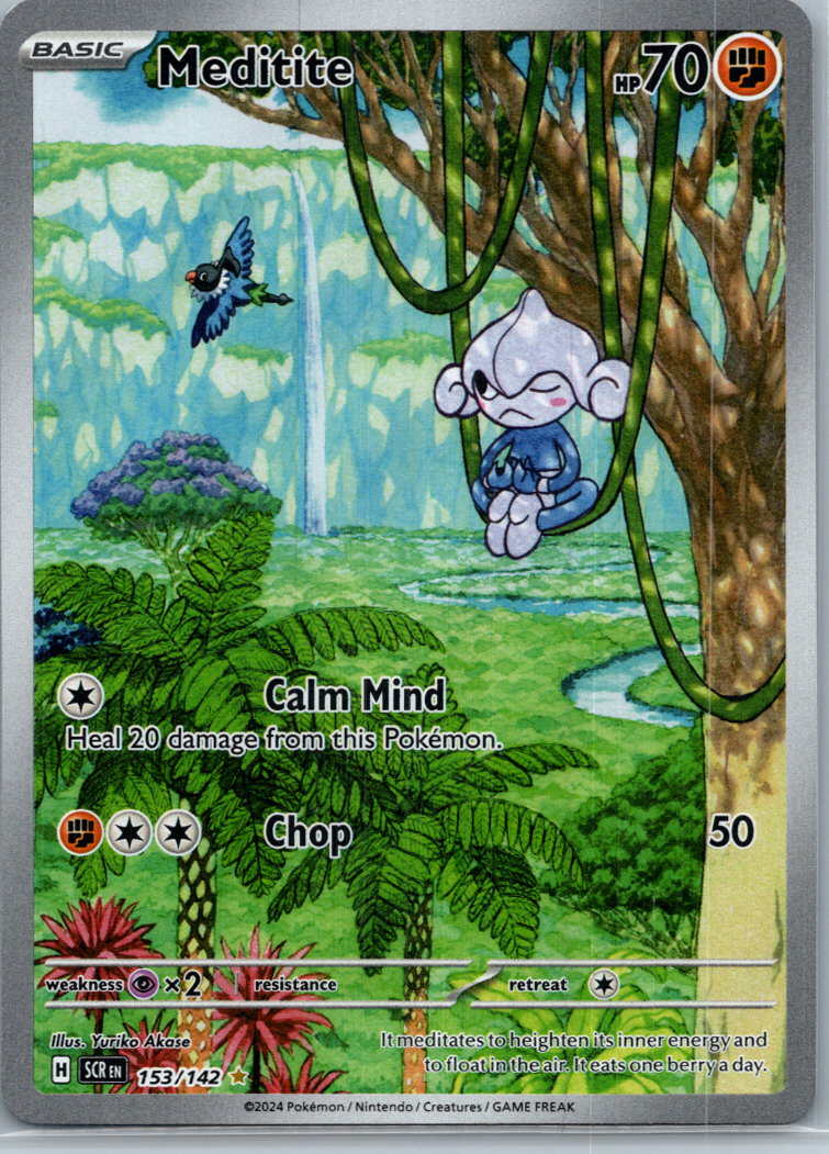 Meditite 153/142 Illustration Rare Stellar Crown Pokemon Near Mint