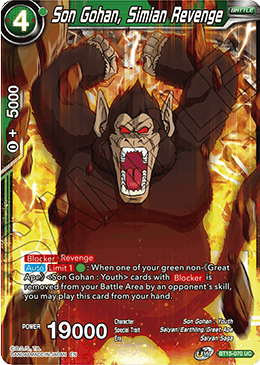 Son Gohan, Simian Revenge BT15-070 Uncommon Saiyan Showdown Dragon Ball Super NM