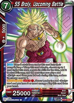 SS Broly, Upcoming Battle BT29-018 Rare Fearsome Rivals Dragon Ball Super NM