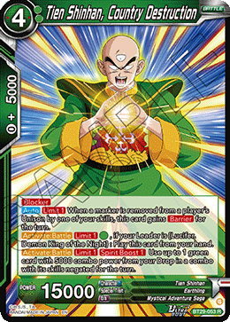 Tien Shinhan, Country Destruction BT29-053 Fearsome Rivals Dragon Ball Super NM