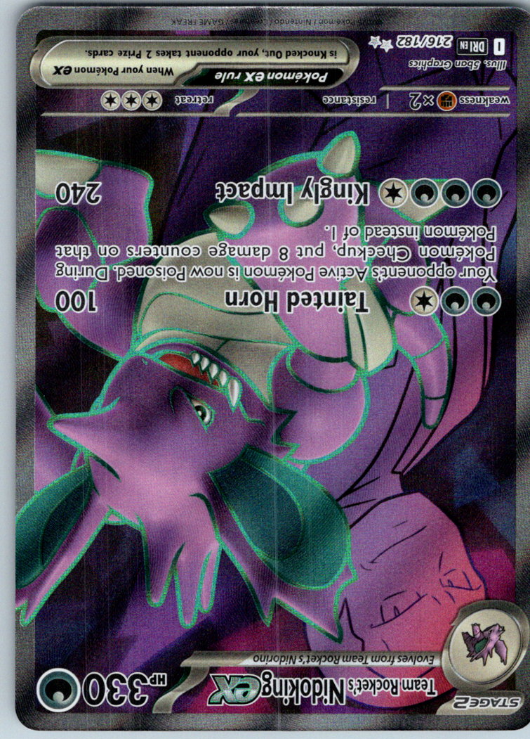 Team Rocket's Nidoking ex 216/182 Ultra Rare Destined Rivals Pokemon Near Mint