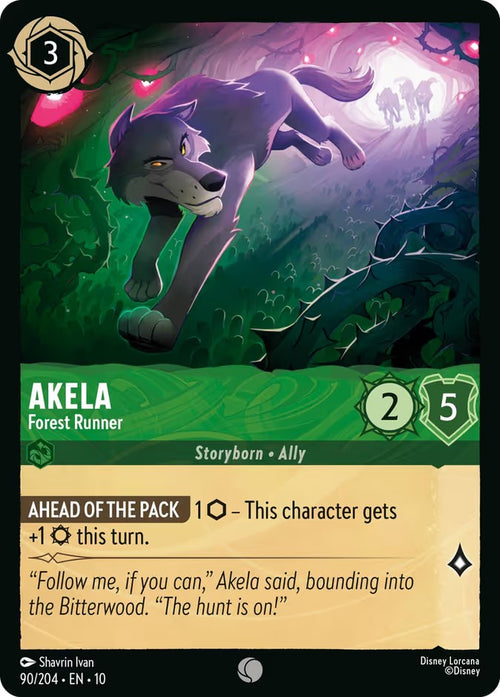 Akela - Forest Runner 90/204 Common Whispers in the Well Lorcana Cold Foil NM