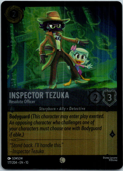 Inspector Tezuka - Resolute Officer 177/204 Whispers  Lorcana Cold Foil NM