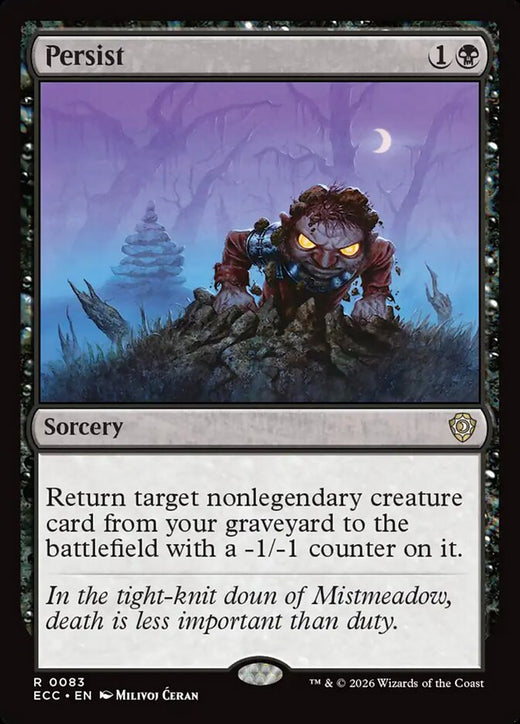 Persist 83 Rare Commander: Lorwyn Eclipsed Magic: The Gathering Near Mint