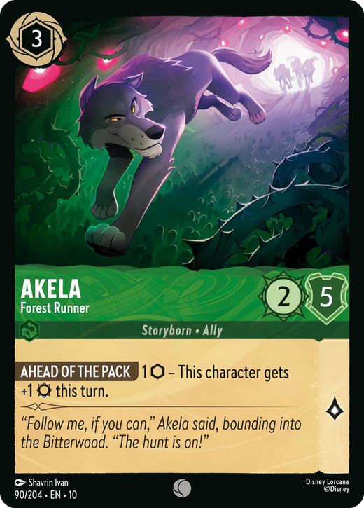 Akela - Forest Runner 90/204 Common Whispers in the Well Lorcana Cold Foil NM