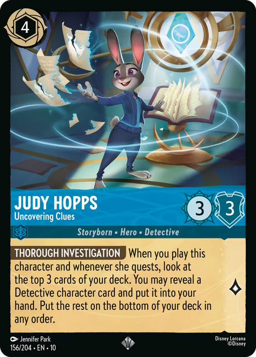 Judy Hopps - Uncovering Clues 156/204 Whispers in the Well Lorcana Cold Foil NM