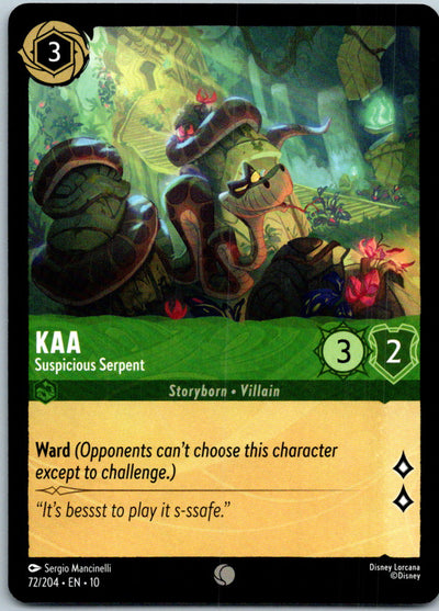 Kaa - Suspicious Serpent 72/204 Common Whispers in the Well Lorcana Near Mint