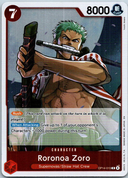 Roronoa Zoro OP14-015 Rare The Azure Sea's Seven One Piece Foil Near Mint