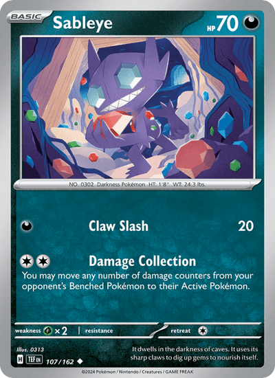 Sableye 107/162 Uncommon Temporal Forces Pokemon Near Mint
