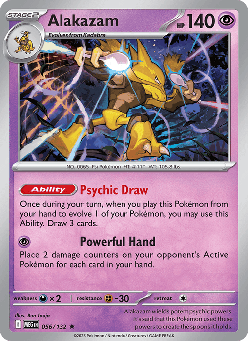 Alakazam 056/132 Rare Mega Evolution Pokemon Near Mint