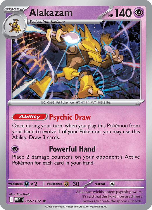 Alakazam 056/132 Rare Mega Evolution Pokemon Near Mint